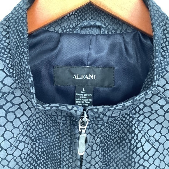 ALFANI Vintage Leather Snakeskin Print Moto Jacket Coat Size Large - Picture 2 of 8